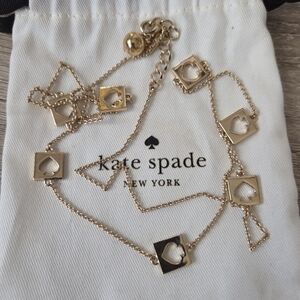 kate spade Gold Square Heart Cutout Station Necklace With Dust Bag